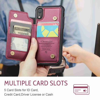 For iPhone XR CaseMe C22 Card Slots Holder RFID Anti-theft Phone Case(Wine Red) by CaseMe