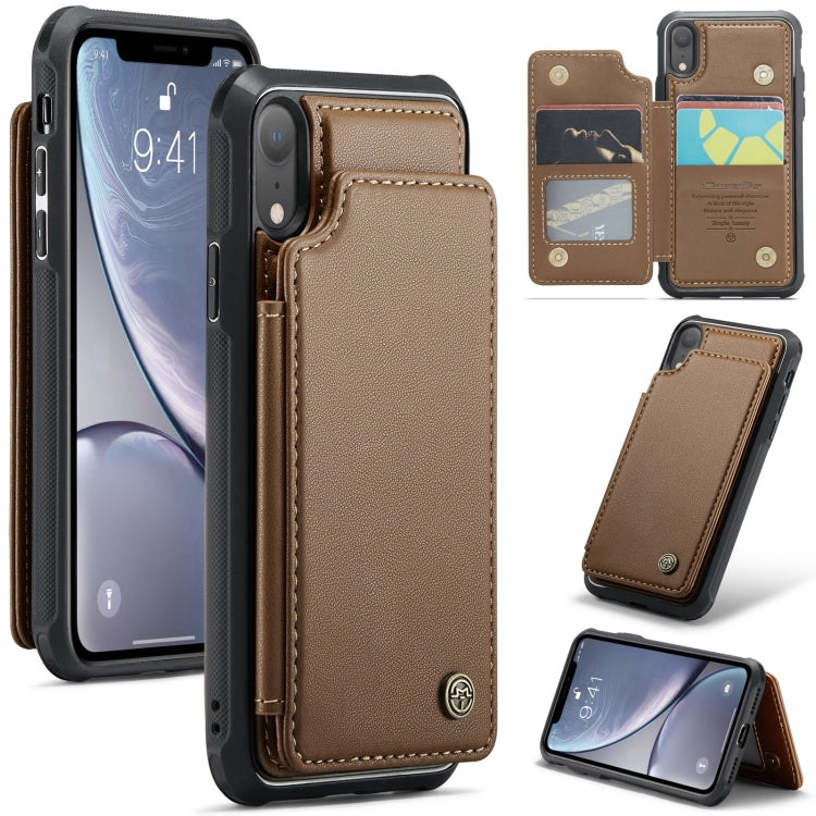 For iPhone XR CaseMe C22 Card Slots Holder RFID Anti-theft Phone Case(Brown) by CaseMe