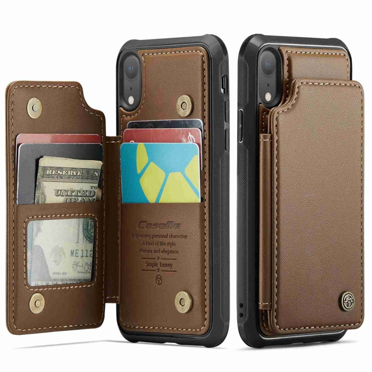 For iPhone XR CaseMe C22 Card Slots Holder RFID Anti-theft Phone Case(Brown) by CaseMe