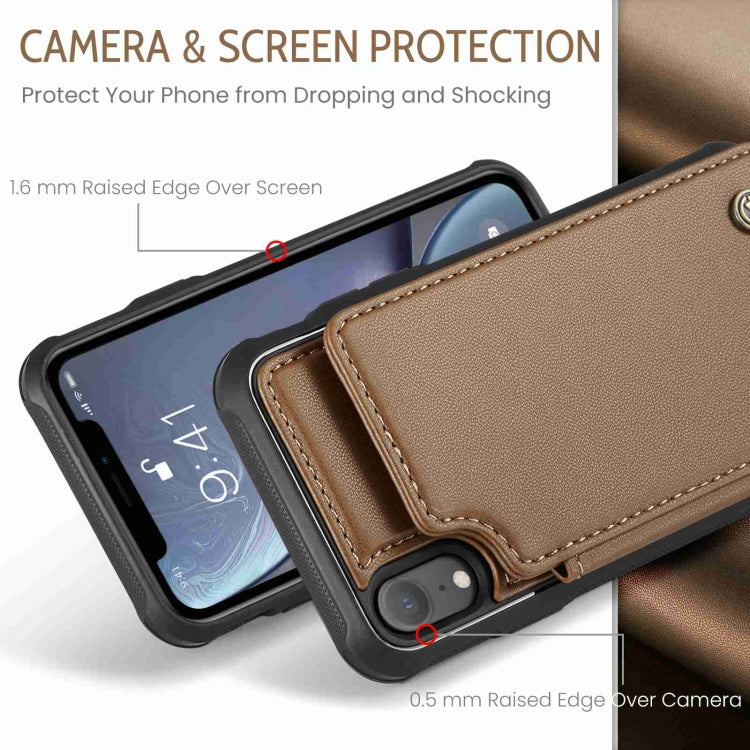 For iPhone XR CaseMe C22 Card Slots Holder RFID Anti-theft Phone Case(Brown) by CaseMe