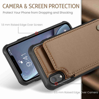 For iPhone XR CaseMe C22 Card Slots Holder RFID Anti-theft Phone Case(Brown) by CaseMe
