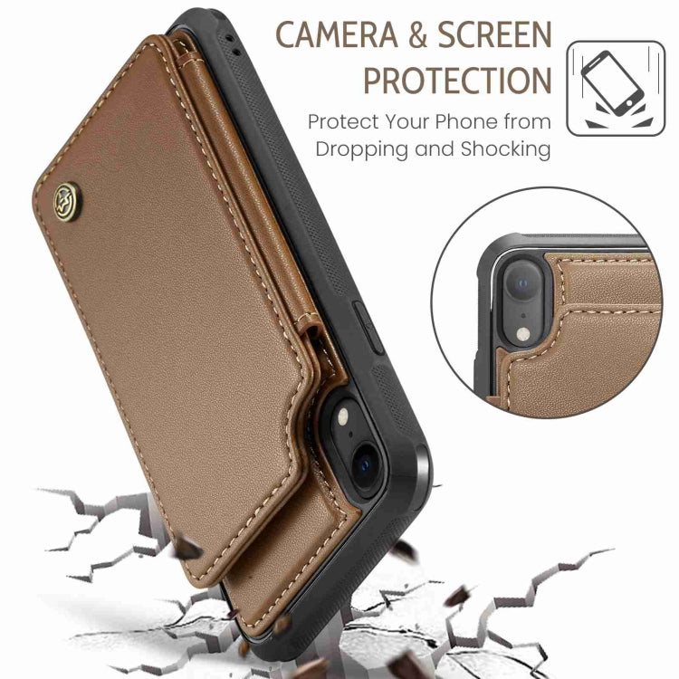For iPhone XR CaseMe C22 Card Slots Holder RFID Anti-theft Phone Case(Brown) by CaseMe