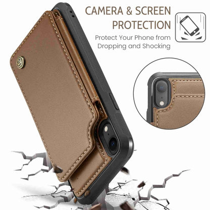 For iPhone XR CaseMe C22 Card Slots Holder RFID Anti-theft Phone Case(Brown) by CaseMe