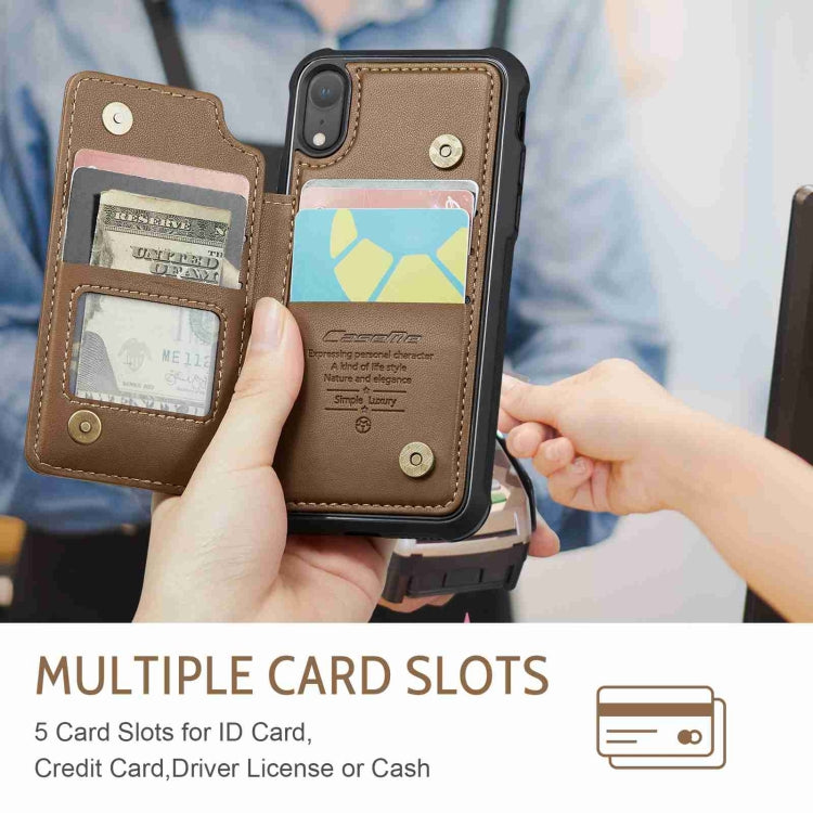 For iPhone XR CaseMe C22 Card Slots Holder RFID Anti-theft Phone Case(Brown) by CaseMe