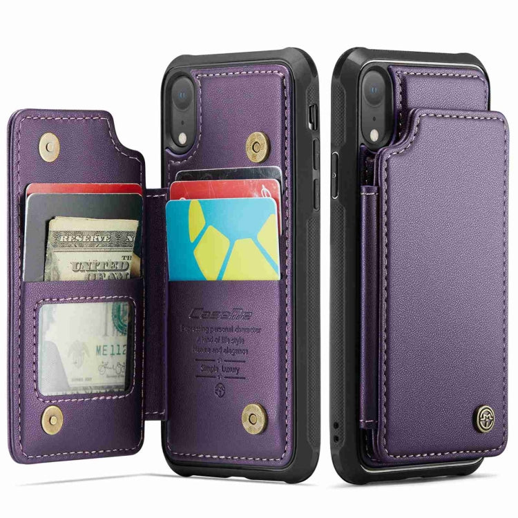 For iPhone XR CaseMe C22 Card Slots Holder RFID Anti-theft Phone Case(Purple) - More iPhone Cases by CaseMe | Online Shopping UK | buy2fix