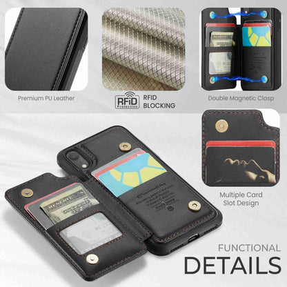 For iPhone XR CaseMe C22 Card Slots Holder RFID Anti-theft Phone Case(Black) by CaseMe