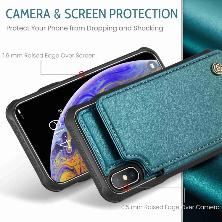 For iPhone XS Max CaseMe C22 Card Slots Holder RFID Anti-theft Phone Case(Blue Green) by CaseMe