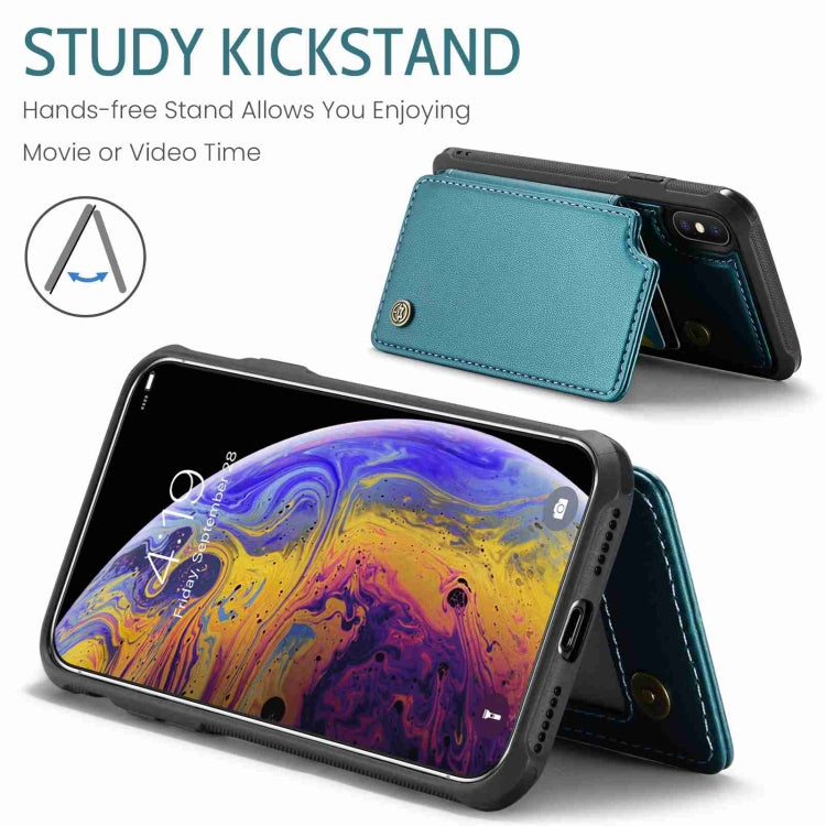 For iPhone XS Max CaseMe C22 Card Slots Holder RFID Anti-theft Phone Case(Blue Green) by CaseMe