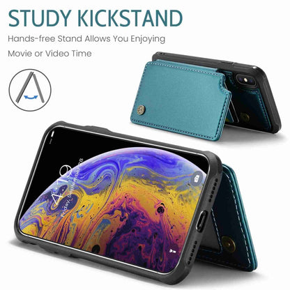 For iPhone XS Max CaseMe C22 Card Slots Holder RFID Anti-theft Phone Case(Blue Green) by CaseMe