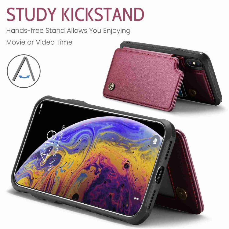 For iPhone XS Max CaseMe C22 Card Slots Holder RFID Anti-theft Phone Case(Wine Red) by CaseMe