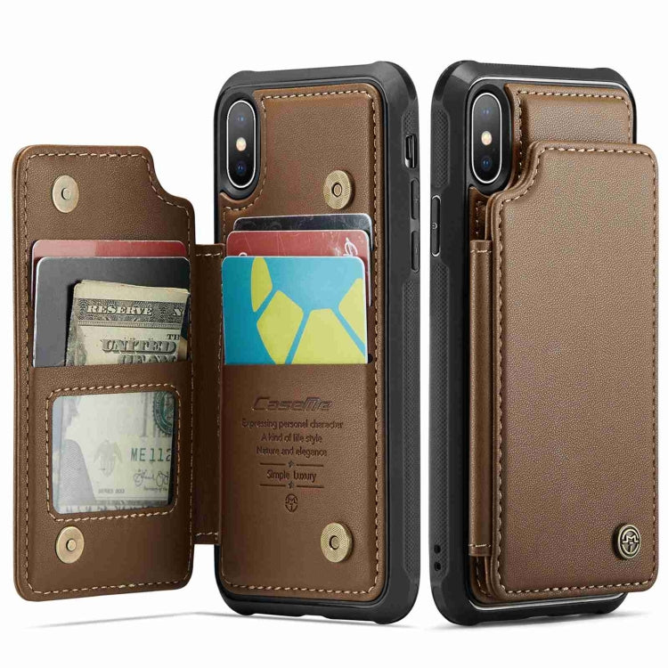 For iPhone XS Max CaseMe C22 Card Slots Holder RFID Anti-theft Phone Case(Brown) by CaseMe