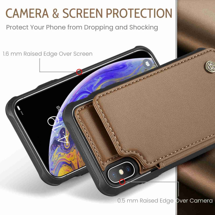 For iPhone XS Max CaseMe C22 Card Slots Holder RFID Anti-theft Phone Case(Brown) by CaseMe