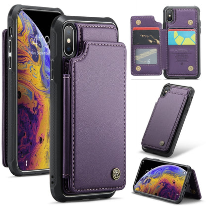 For iPhone XS Max CaseMe C22 Card Slots Holder RFID Anti-theft Phone Case(Purple) by CaseMe