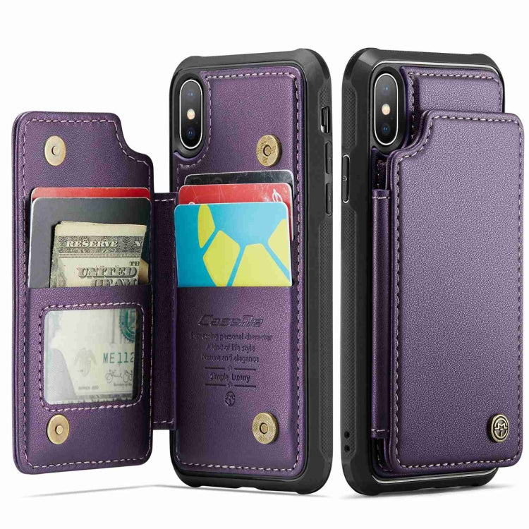 For iPhone XS Max CaseMe C22 Card Slots Holder RFID Anti-theft Phone Case(Purple) by CaseMe