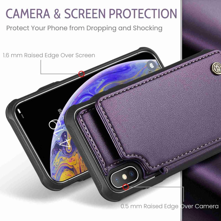 For iPhone XS Max CaseMe C22 Card Slots Holder RFID Anti-theft Phone Case(Purple) by CaseMe