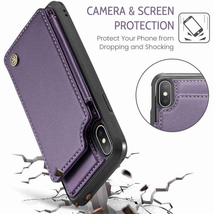 For iPhone XS Max CaseMe C22 Card Slots Holder RFID Anti-theft Phone Case(Purple) by CaseMe
