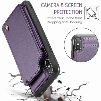 For iPhone XS Max CaseMe C22 Card Slots Holder RFID Anti-theft Phone Case(Purple) by CaseMe