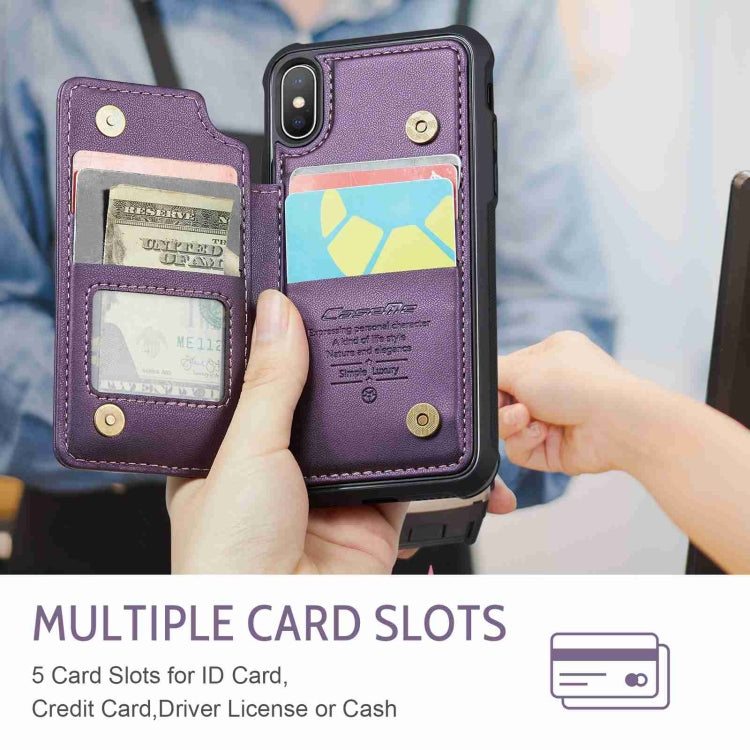 For iPhone XS Max CaseMe C22 Card Slots Holder RFID Anti-theft Phone Case(Purple) by CaseMe