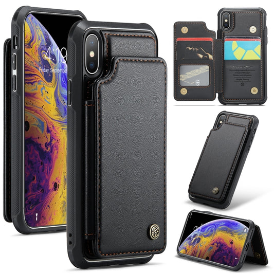 For iPhone XS Max CaseMe C22 Card Slots Holder RFID Anti-theft Phone Case(Black) by CaseMe