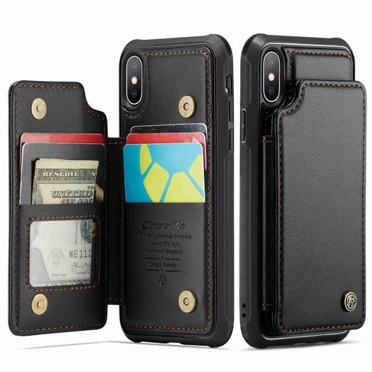 For iPhone XS Max CaseMe C22 Card Slots Holder RFID Anti-theft Phone Case(Black) by CaseMe