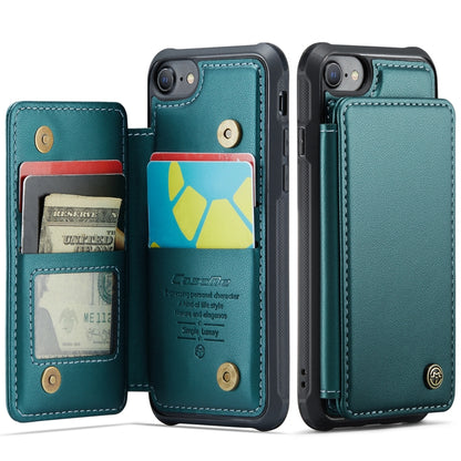 For iPhone SE 2022 / SE 2020 CaseMe C22 Card Slots Holder RFID Anti-theft Phone Case(Blue Green) by CaseMe