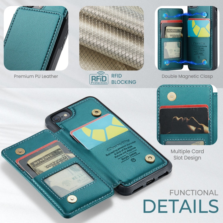 For iPhone SE 2022 / SE 2020 CaseMe C22 Card Slots Holder RFID Anti-theft Phone Case(Blue Green) by CaseMe
