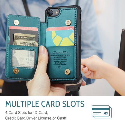 For iPhone SE 2022 / SE 2020 CaseMe C22 Card Slots Holder RFID Anti-theft Phone Case(Blue Green) by CaseMe