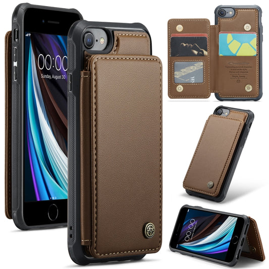 For iPhone SE 2022 / SE 2020 CaseMe C22 Card Slots Holder RFID Anti-theft Phone Case(Brown) by CaseMe