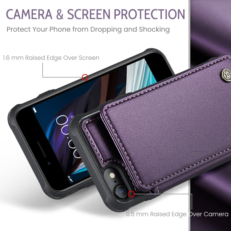 For iPhone SE 2022 / SE 2020 CaseMe C22 Card Slots Holder RFID Anti-theft Phone Case(Purple) by CaseMe