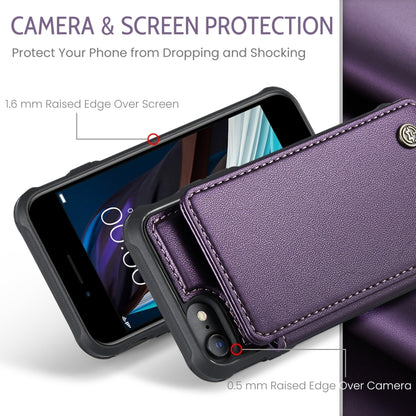 For iPhone SE 2022 / SE 2020 CaseMe C22 Card Slots Holder RFID Anti-theft Phone Case(Purple) by CaseMe