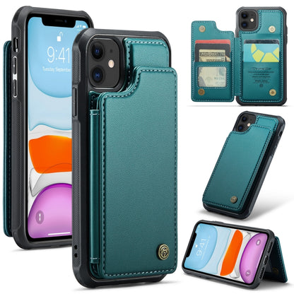 For iPhone 11 CaseMe C22 Card Slots Holder RFID Anti-theft Phone Case(Blue Green) - iPhone 11 Cases by CaseMe | Online Shopping UK | buy2fix