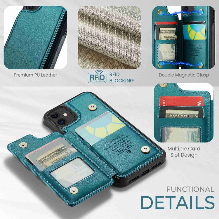For iPhone 11 CaseMe C22 Card Slots Holder RFID Anti-theft Phone Case(Blue Green) - iPhone 11 Cases by CaseMe | Online Shopping UK | buy2fix