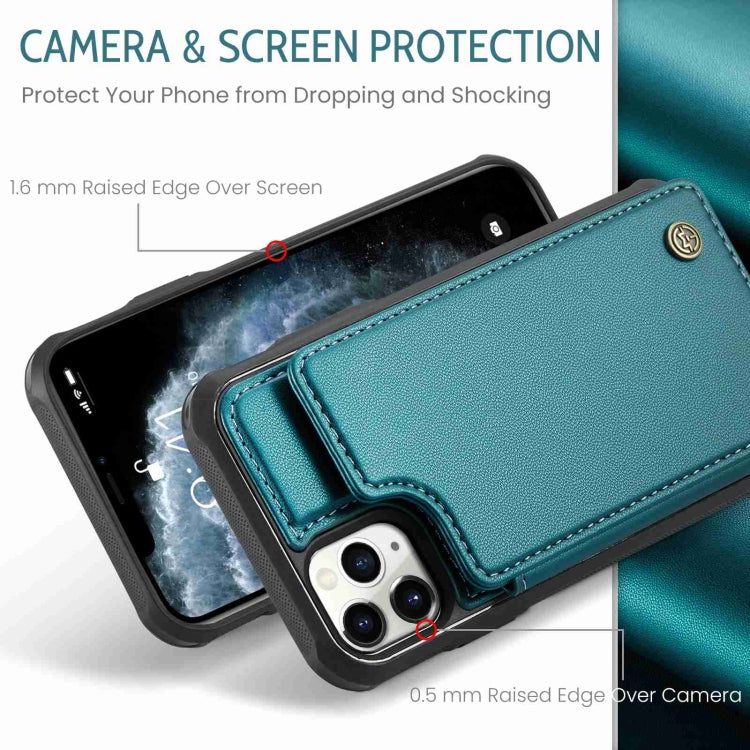 For iPhone 11 Pro CaseMe C22 Card Slots Holder RFID Anti-theft Phone Case(Blue Green) by CaseMe