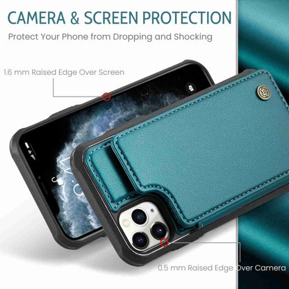 For iPhone 11 Pro CaseMe C22 Card Slots Holder RFID Anti-theft Phone Case(Blue Green) by CaseMe