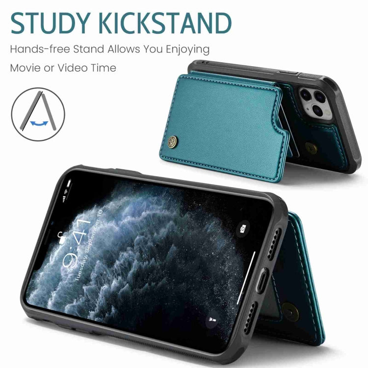 For iPhone 11 Pro CaseMe C22 Card Slots Holder RFID Anti-theft Phone Case(Blue Green) by CaseMe
