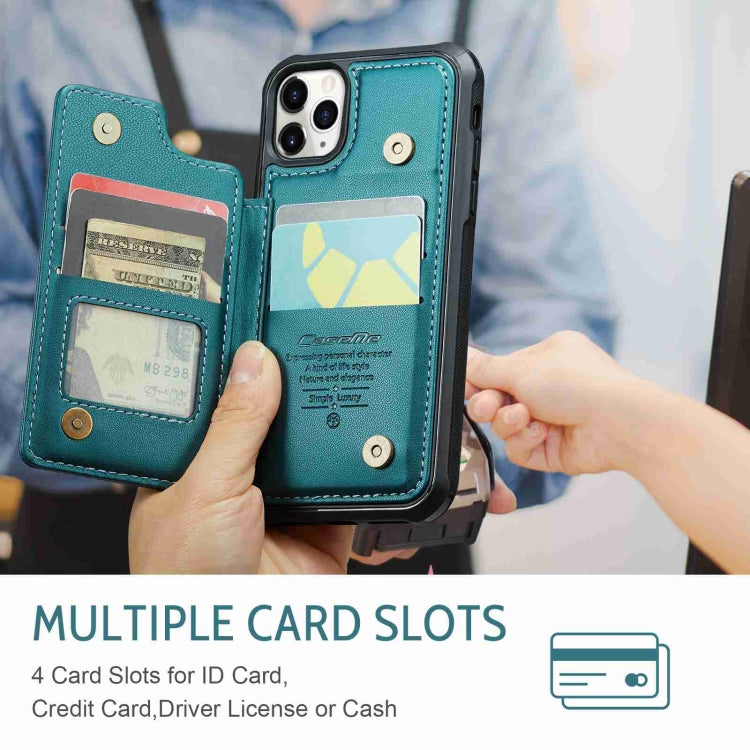 For iPhone 11 Pro CaseMe C22 Card Slots Holder RFID Anti-theft Phone Case(Blue Green) by CaseMe