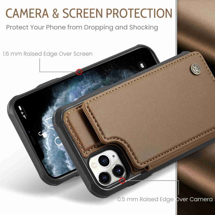For iPhone 11 Pro CaseMe C22 Card Slots Holder RFID Anti-theft Phone Case(Brown) by CaseMe