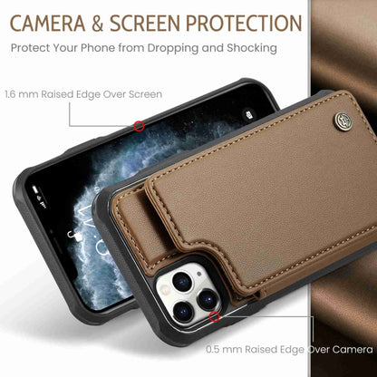 For iPhone 11 Pro CaseMe C22 Card Slots Holder RFID Anti-theft Phone Case(Brown) by CaseMe