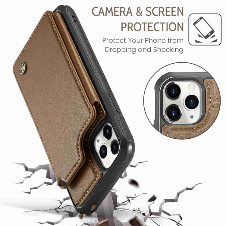 For iPhone 11 Pro CaseMe C22 Card Slots Holder RFID Anti-theft Phone Case(Brown) by CaseMe