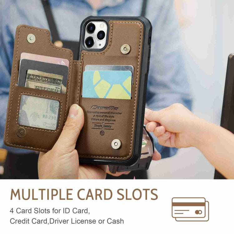For iPhone 11 Pro CaseMe C22 Card Slots Holder RFID Anti-theft Phone Case(Brown) by CaseMe
