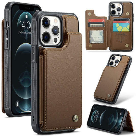 For iPhone 12 Pro Max CaseMe C22 Card Slots Holder RFID Anti-theft Phone Case(Brown) by CaseMe