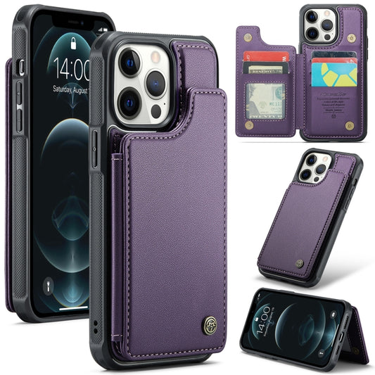 For iPhone 12 Pro Max CaseMe C22 Card Slots Holder RFID Anti-theft Phone Case(Purple) by CaseMe