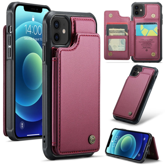 For iPhone 12 / 12 Pro CaseMe C22 Card Slots Holder RFID Anti-theft Phone Case(Wine Red) by CaseMe