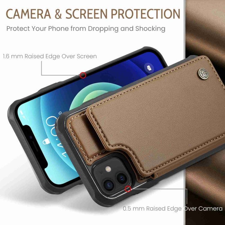 For iPhone 12 / 12 Pro CaseMe C22 Card Slots Holder RFID Anti-theft Phone Case(Brown) by CaseMe