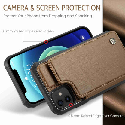 For iPhone 12 / 12 Pro CaseMe C22 Card Slots Holder RFID Anti-theft Phone Case(Brown) by CaseMe