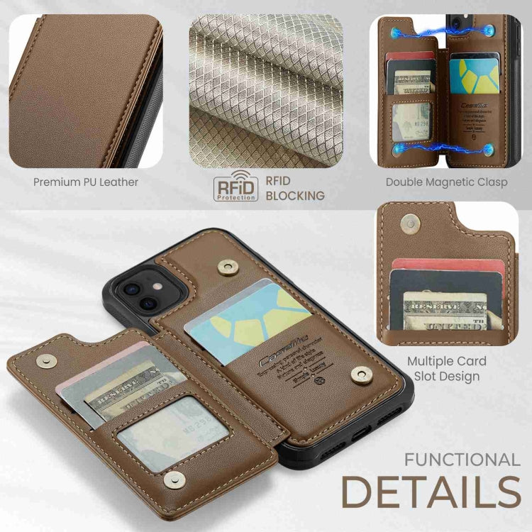 For iPhone 12 / 12 Pro CaseMe C22 Card Slots Holder RFID Anti-theft Phone Case(Brown) by CaseMe