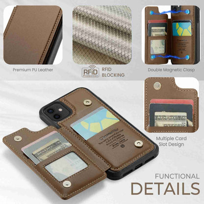 For iPhone 12 / 12 Pro CaseMe C22 Card Slots Holder RFID Anti-theft Phone Case(Brown) by CaseMe