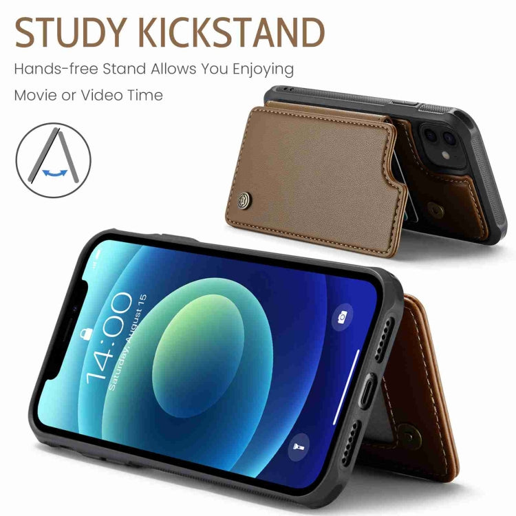 For iPhone 12 / 12 Pro CaseMe C22 Card Slots Holder RFID Anti-theft Phone Case(Brown) by CaseMe