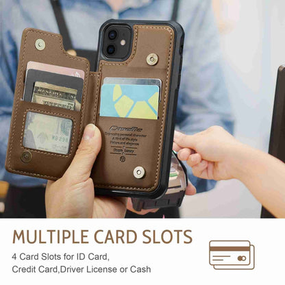 For iPhone 12 / 12 Pro CaseMe C22 Card Slots Holder RFID Anti-theft Phone Case(Brown) by CaseMe