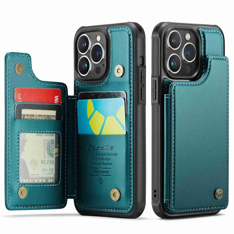 For iPhone 13 Pro CaseMe C22 Card Slots Holder RFID Anti-theft Phone Case(Blue Green) - iPhone 13 Pro Cases by CaseMe | Online Shopping UK | buy2fix